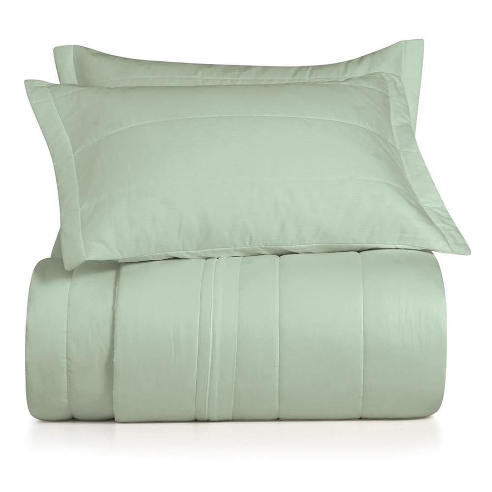 Jogo de Colcha King 3 Peças Altenburg Algodão Lux 200 Fios  Verde Claro