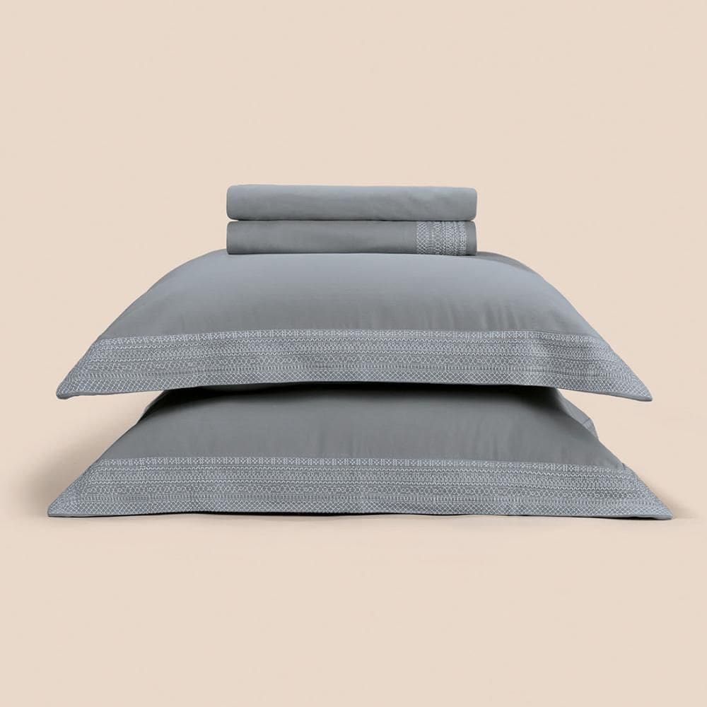 Jogo de Cama King 4 Peças Altenburg Haus Elementar Cinza Boho