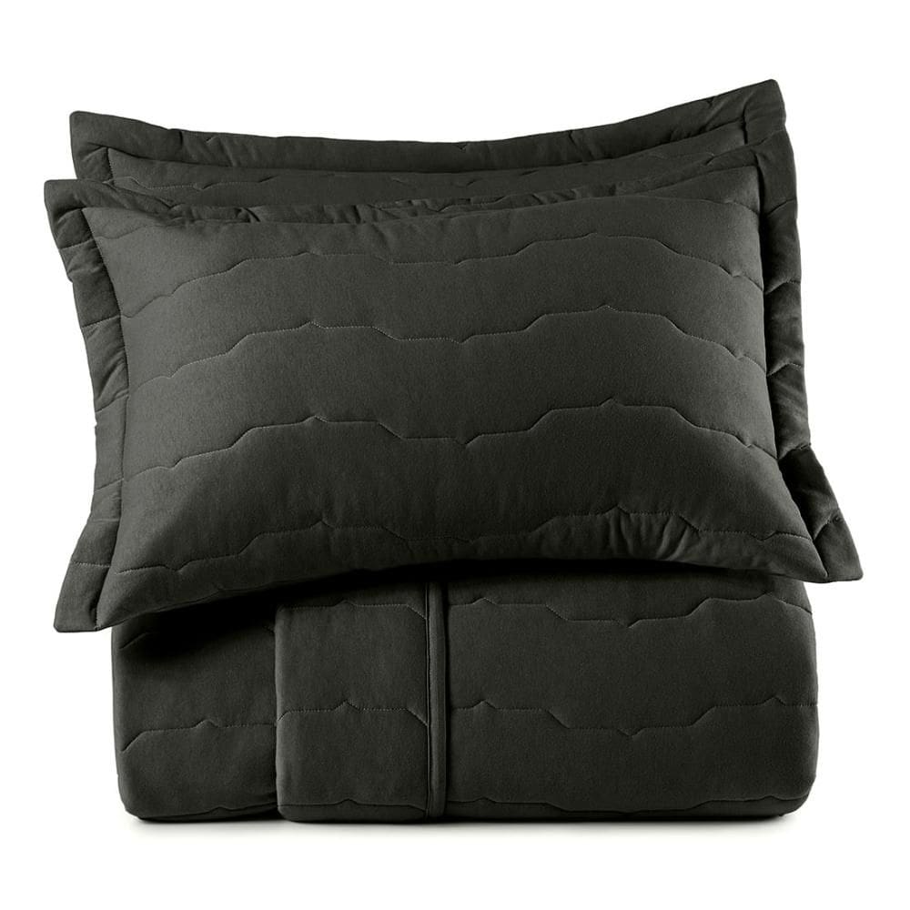 Jogo de Colcha Queen 3 Peças Altenburg Malha Fio Penteado Preto Primitivo