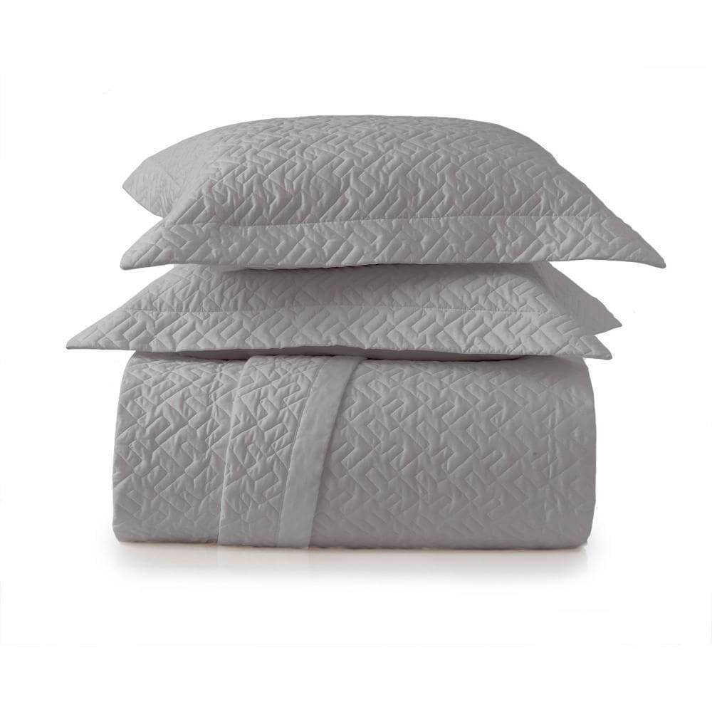 Jogo de Colcha Casal Altenburg Algodão Lux 200 Fios 100% Algodão Marchê Cinza