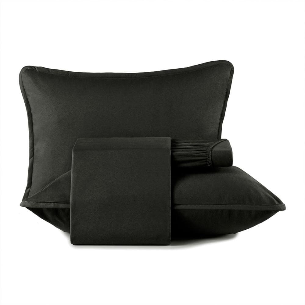 Jogo de Cama Queen 4 Peças Altenburg Malha Fio Penteado 100% Algodão Preto Primitivo