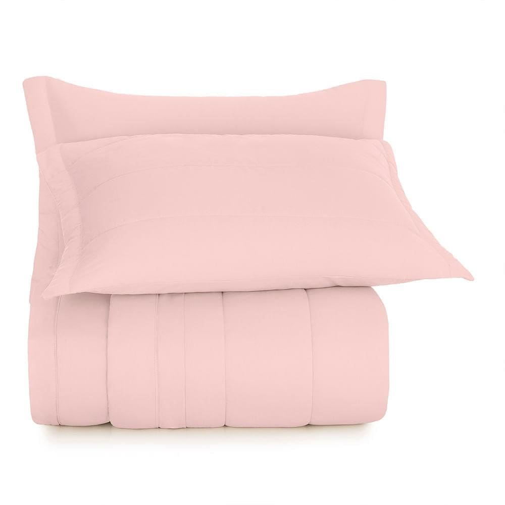 Jogo de Colcha Solteiro Altenburg Algodão Lux 200 Fios 100% Algodão Rosa