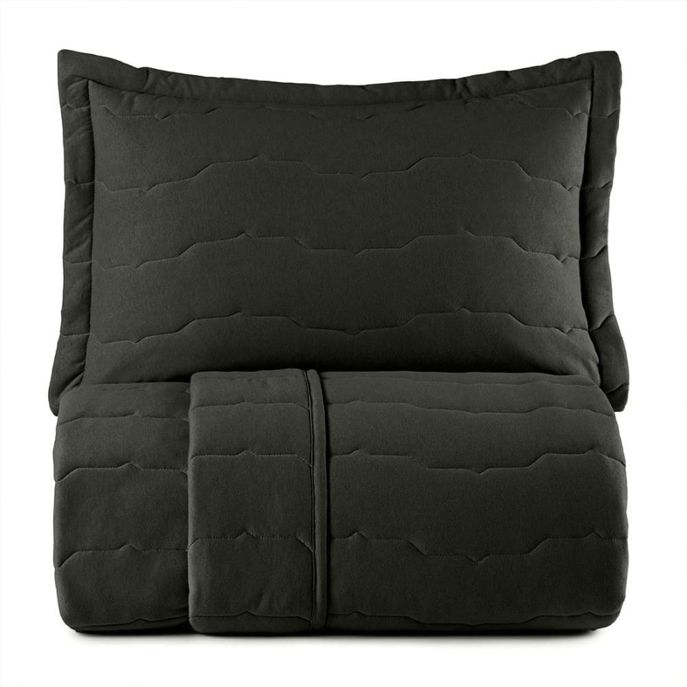 Jogo de Colcha Solteiro 2 Peças Altenburg Malha Fio Penteado Preto Primitivo