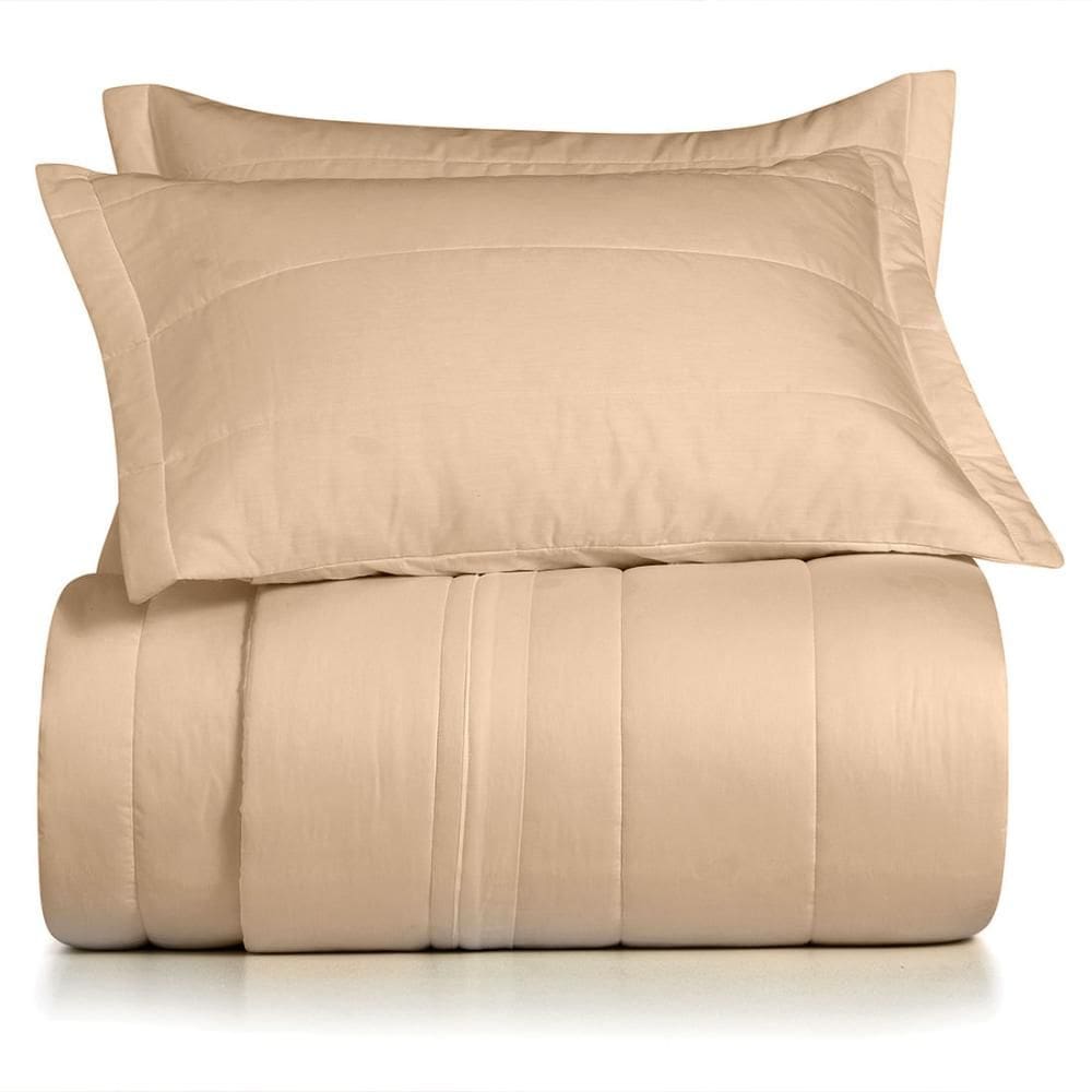 Jogo de Colcha King 3 Peças Altenburg Algodão Lux 200 Fios  Bege Caramelo