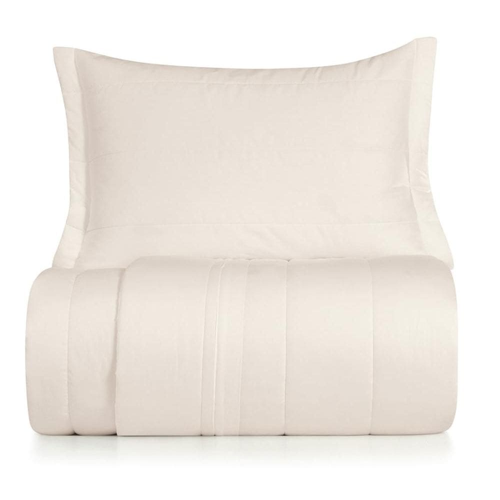 Jogo de Colcha Solteiro 2 Peças Altenburg Algodão Lux 200 Fios  Bege Delavé