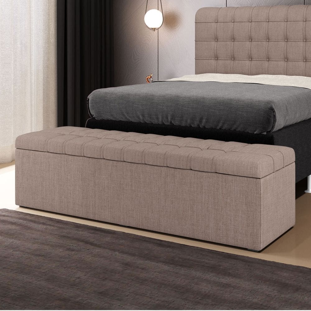 Calçadeira Baú Alpha Para Cama de Casal 140cm no Tecido Linho - Conforto e Elegância Aradecor
