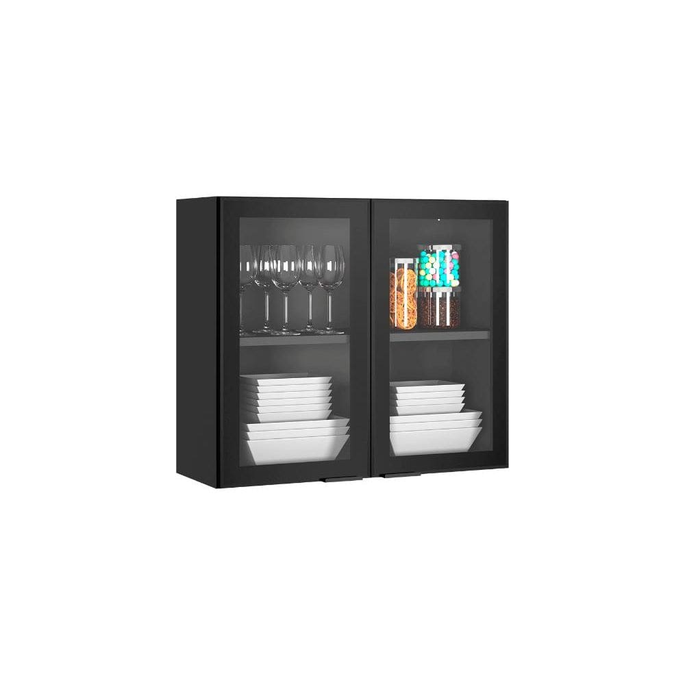 Armário Aéreo c/Vidro Itatiaia Exclusive 2 Portas - Grafite