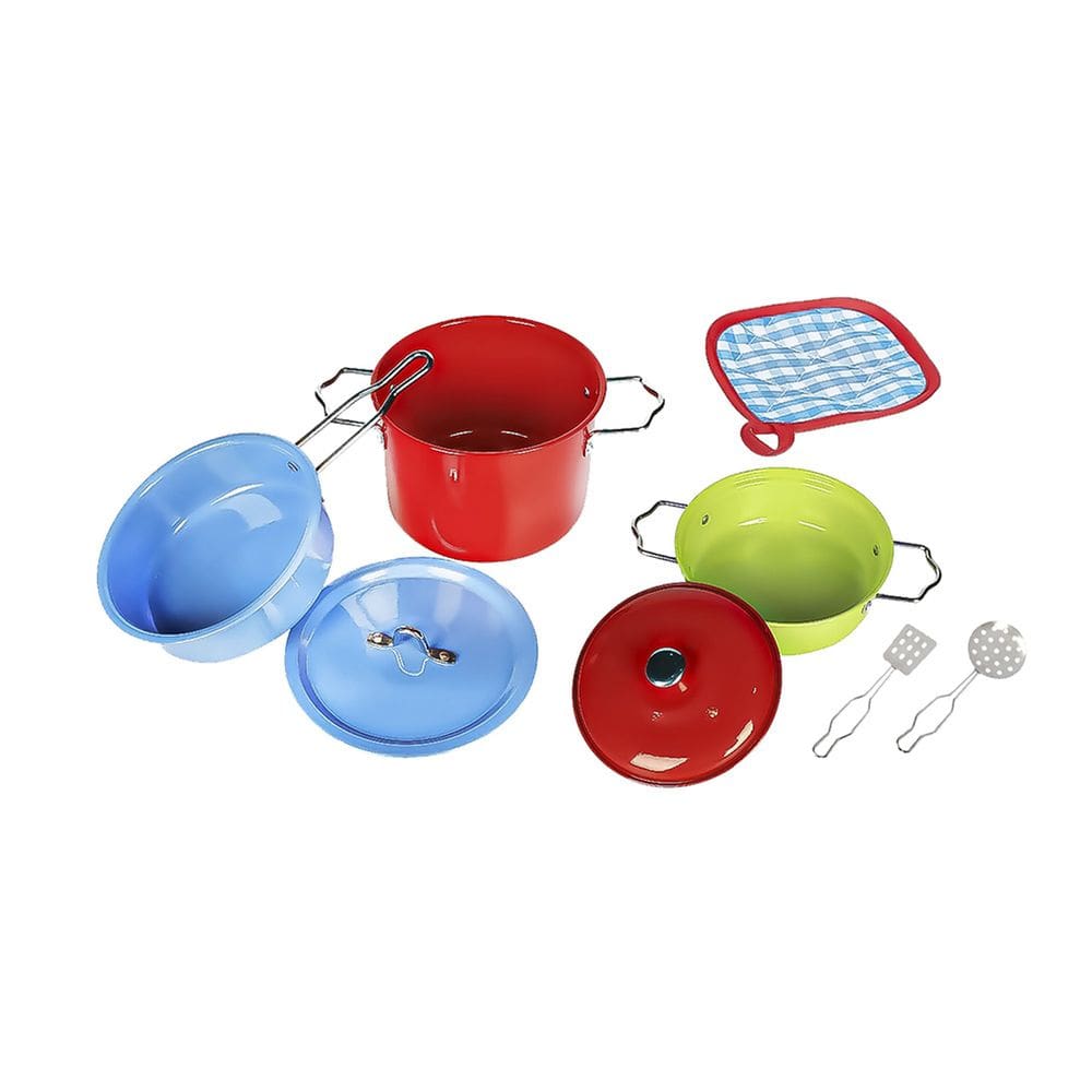 Brinquedo Infantil Kit Cozinha Inox Colorido 8 Peças - Dm Toys DMT0036