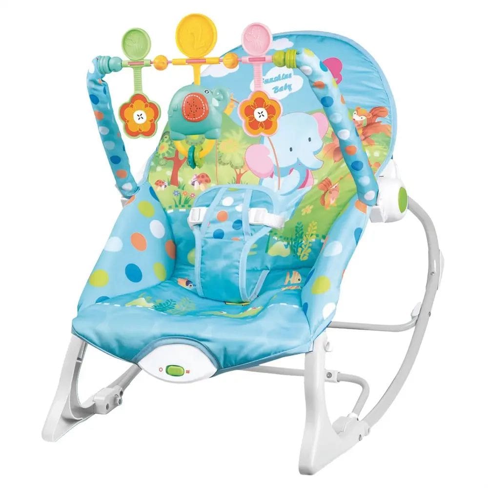 Cadeira Balanço Descanso do Bebê 18kg Música Cinto Ajustável Azzul Zippy Toys