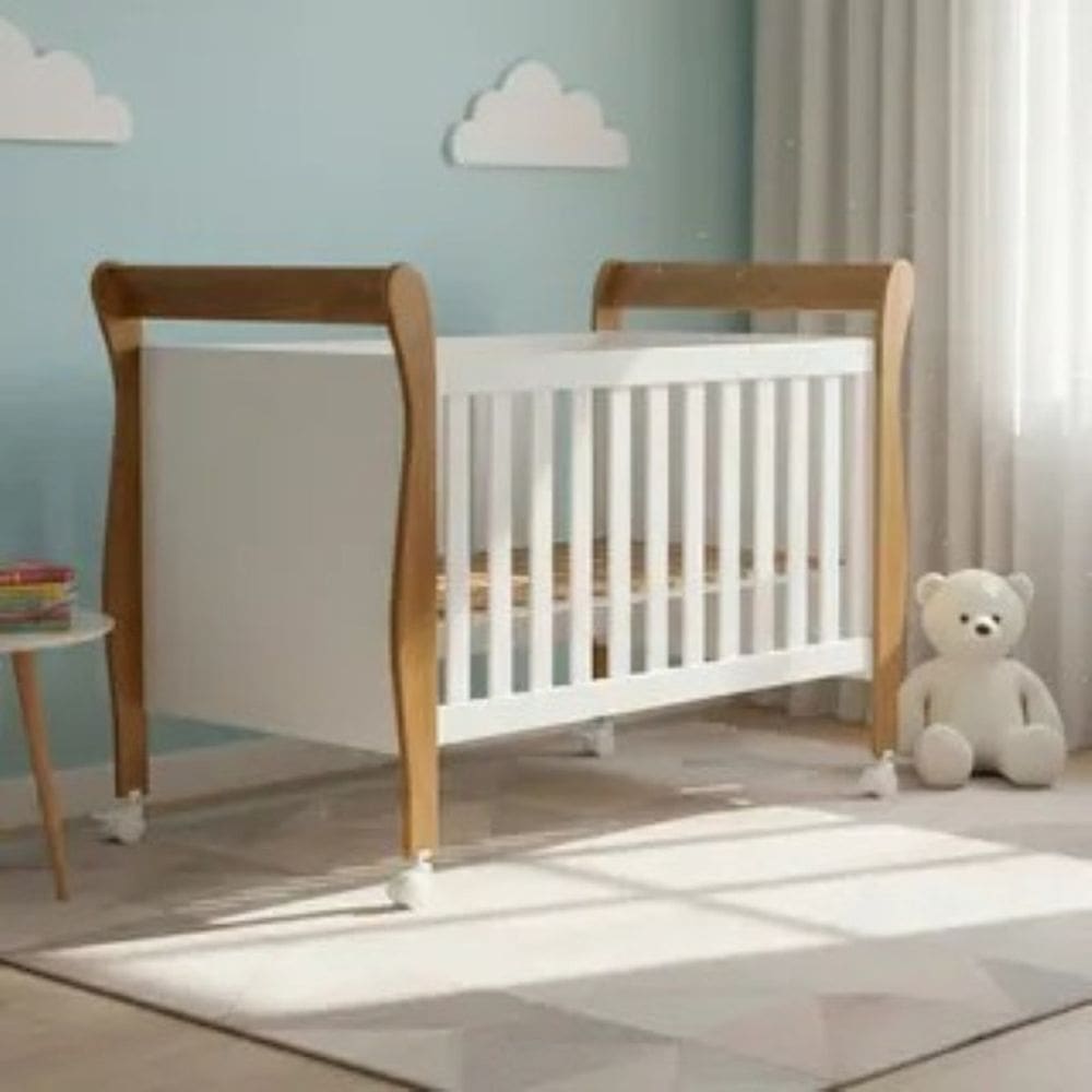 Berço que vira cama com Colchão - Estrela - MobiBaby