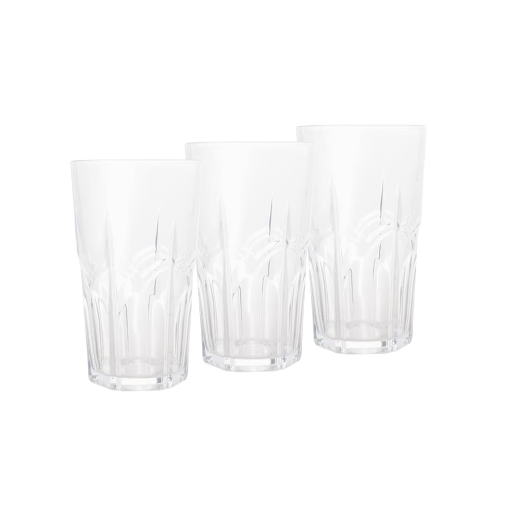 Conjunto 3 Copos Altos de Vidro Ester Transparente 295ml Lyor