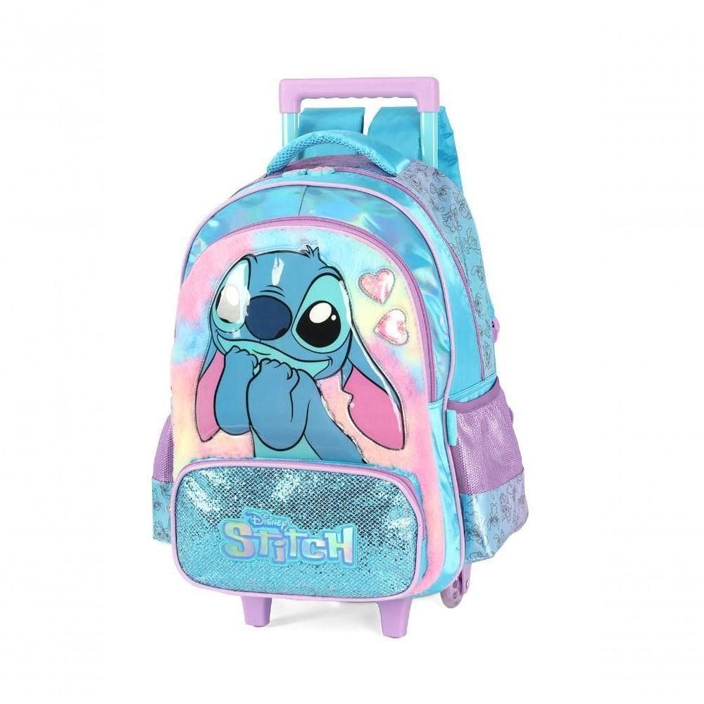 Mochila Com Rodas Stitch Azul - Unico Azul