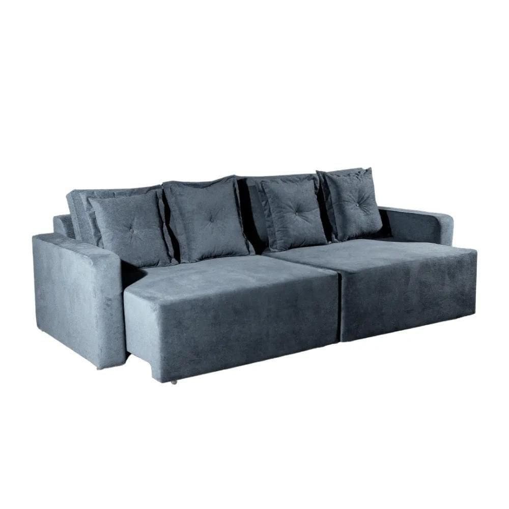 Sofá 5 Lugares Retrátil Fênix Linho Cinza 270cm