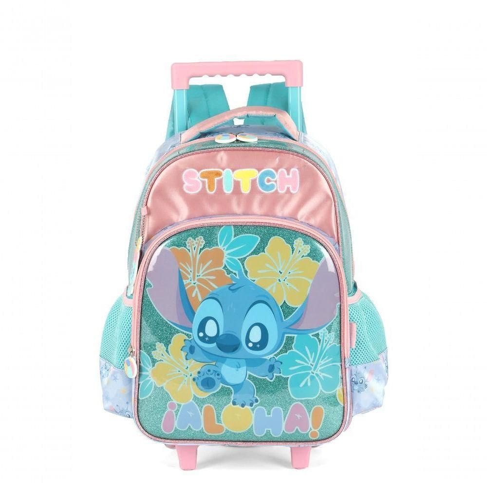 Mochila Com Rodas Stitch Turquesa - Unico Verde