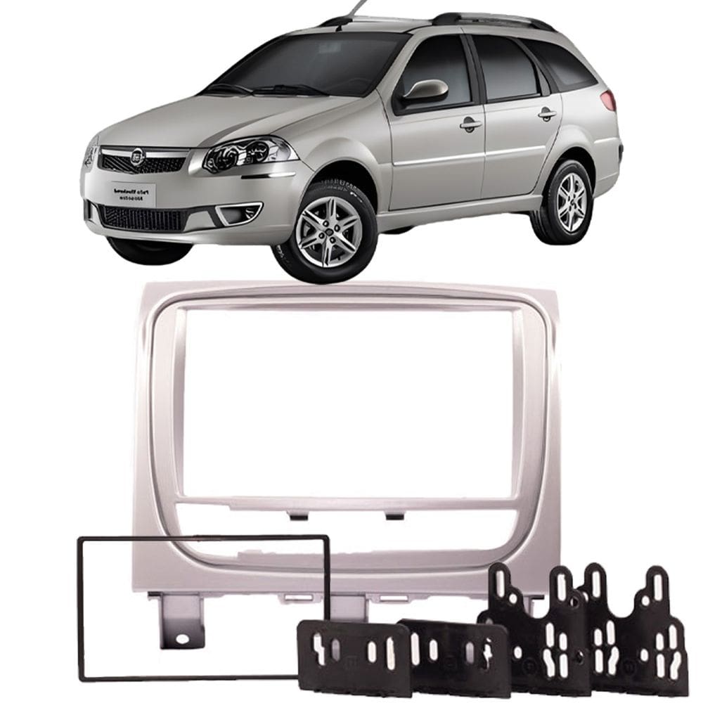 Moldura 2 Din Palio Weekend Adventure Attractive Trekking 2013 à 2020 Prata Multimidia 7 Polegadas