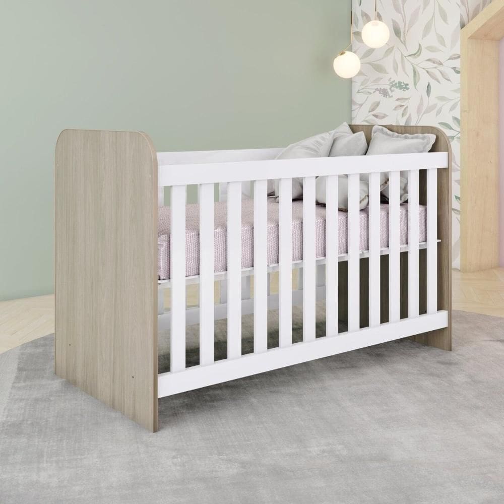 Berço em Mdf e Mdp Sonho Encantado Espresso Móveis Rústico/Branco