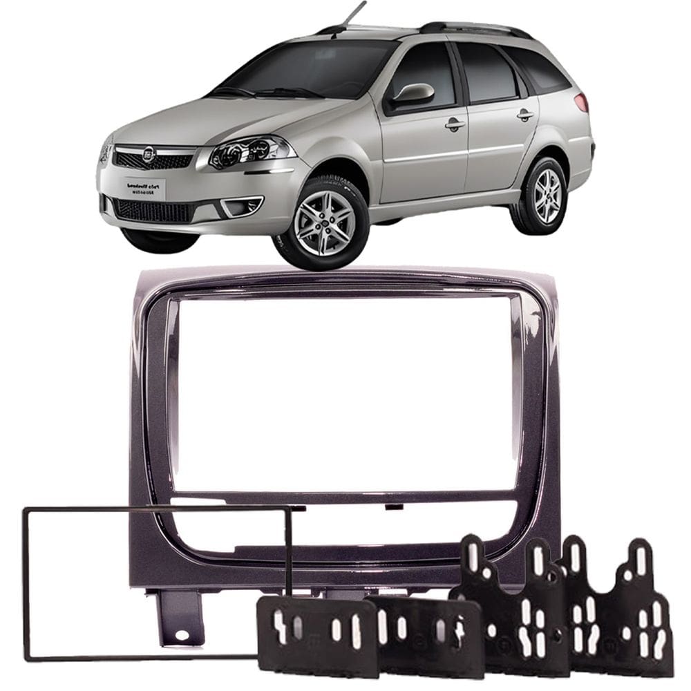 Moldura 2 Din Palio Weekend Adventure Attractive Trekking 2013 à 2020 Grafite Brilhante 7 Polegadas