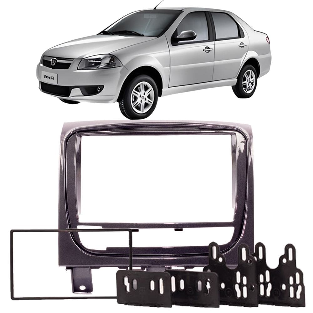 Moldura 2 Din Siena EL (painel novo) 2013 à 2020 Grafite Brilhante Painel Multimidia 7 Polegadas