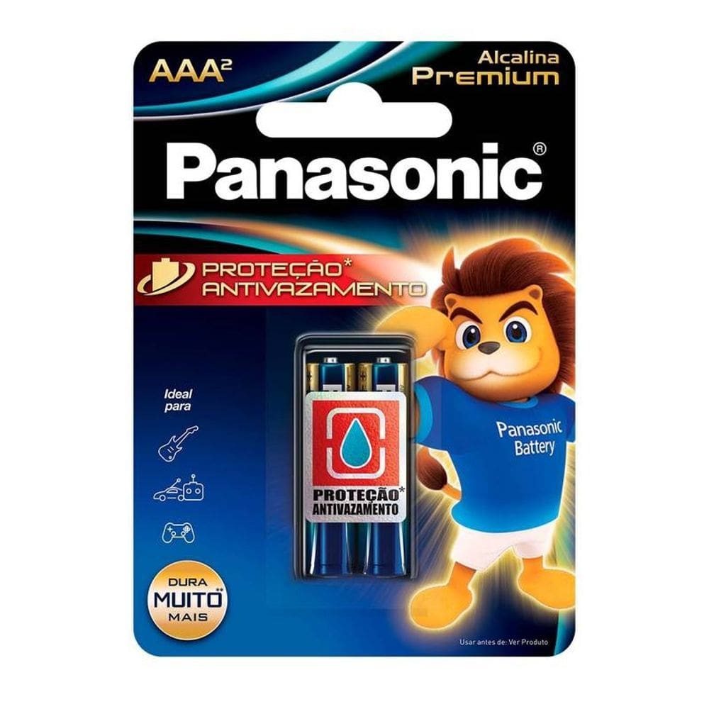Pilha Alcalina Premium Panasonic Aaa Palito 2 Un