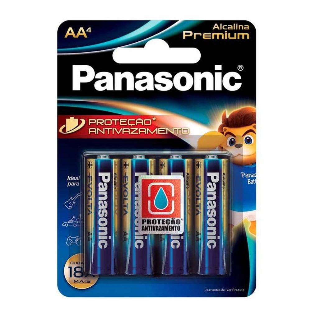 Pilha Alcalina Premium Panasonic Aa Pequena 4 Un Lr6egr/4b96