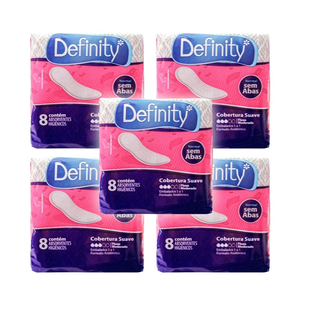 Kit 5 Absorvente Definity Sem Abas C/8 Cada