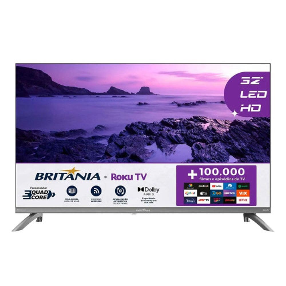 Smart TV Britânia 32  B32CRA HD LED Dolby Audio Roku TV