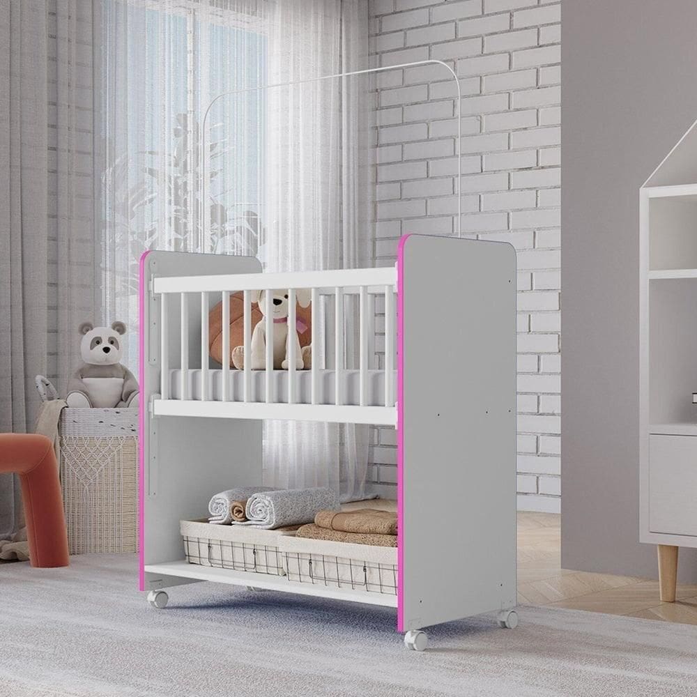 Mini Berço Infantil Multifuncional Nicho Organizador Aconchego Branco