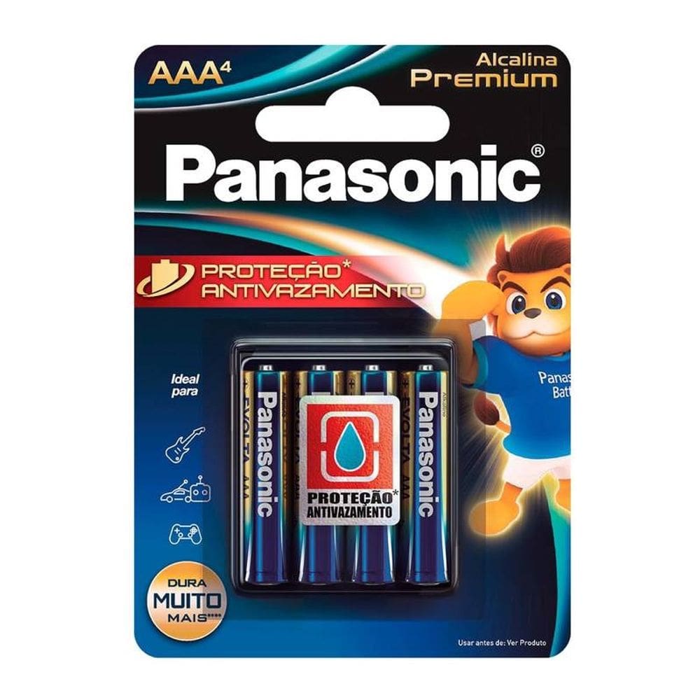 Pilha Alcalina Premium Panasonic Aaa Palito 04 Unidades