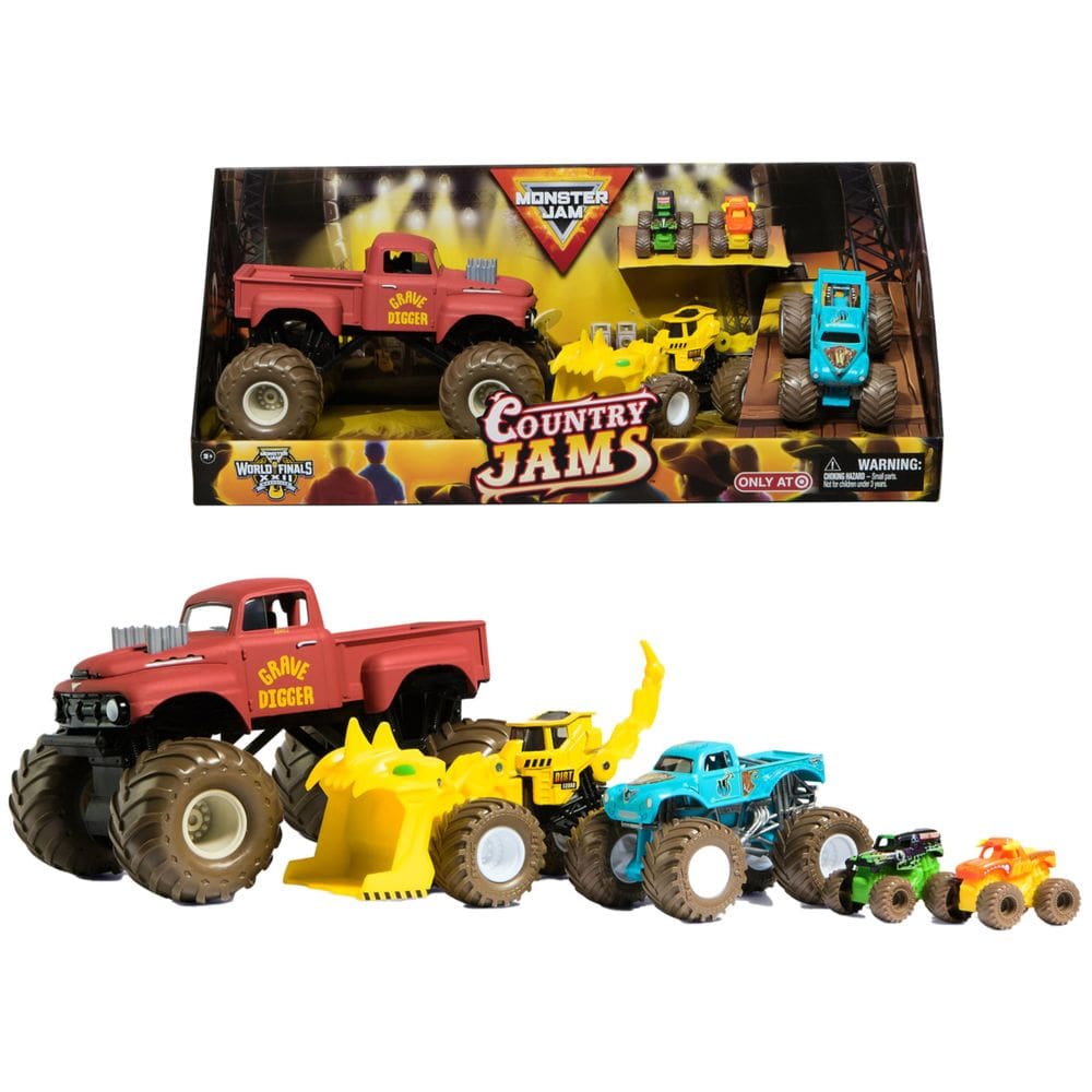 Pacote com 5 Toy Monster Jam Country Jams com 5 caminhões para crianças a partir de 3 anos