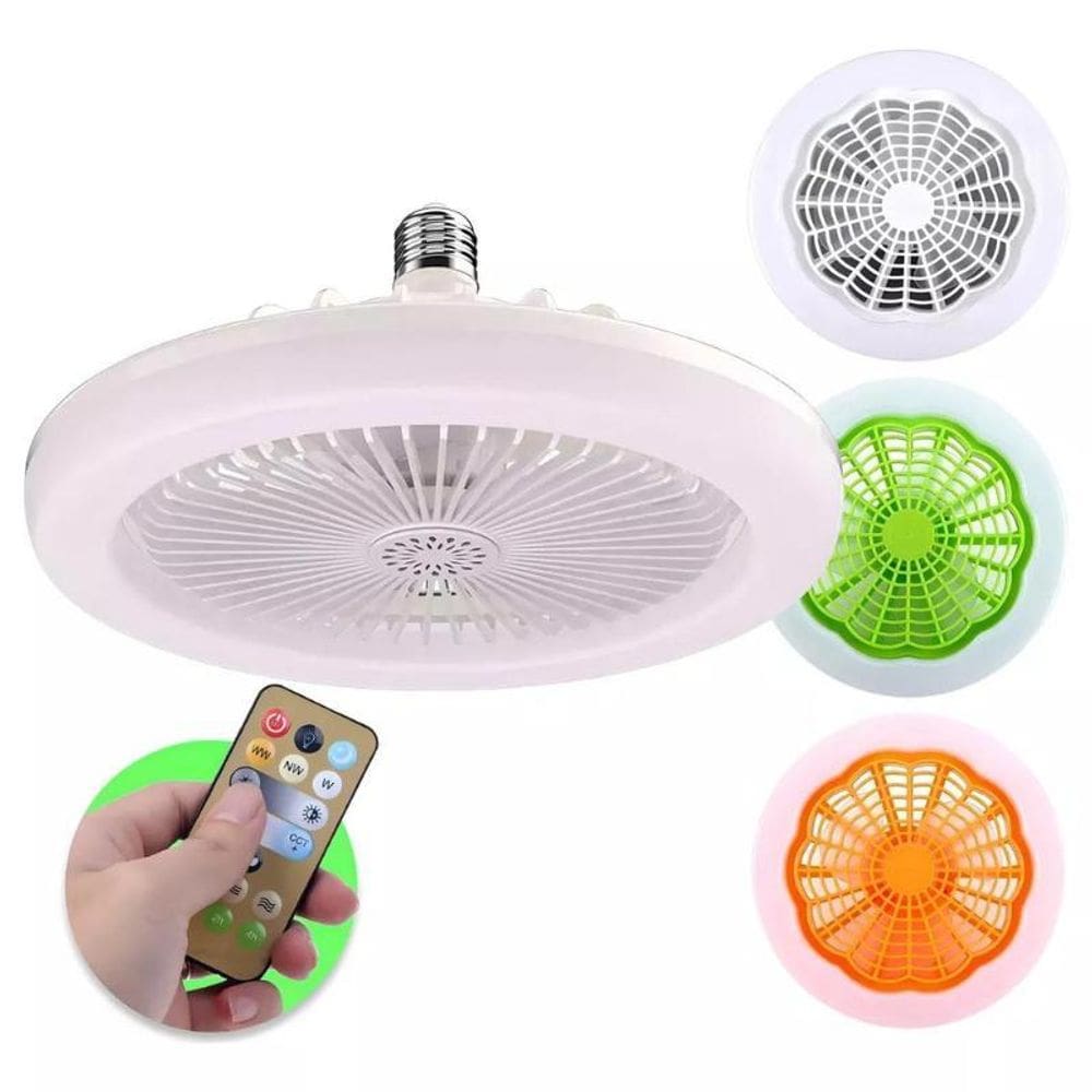 Lâmpada Ventilador Teto Led Ajustável Pequena E27 30W Luz