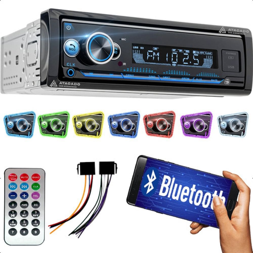 Radio Para Carro Automotivo Bluetooth Potente MP3 USB e SD