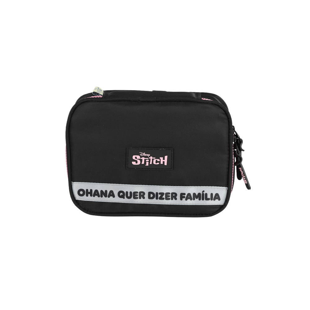 Estojo Box Organizador Stitch Disney Luxcel Preto e Pink Ohana