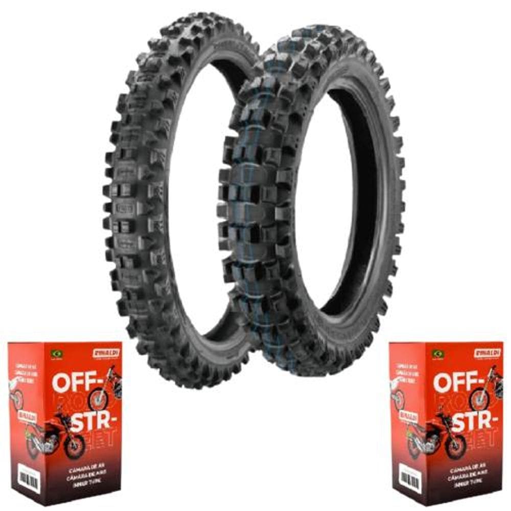 Par Pneu 110/100-18 B007 Infinity Exc Soft + 90/90-21 7 Days Enduro Soft Borilli + Câmara