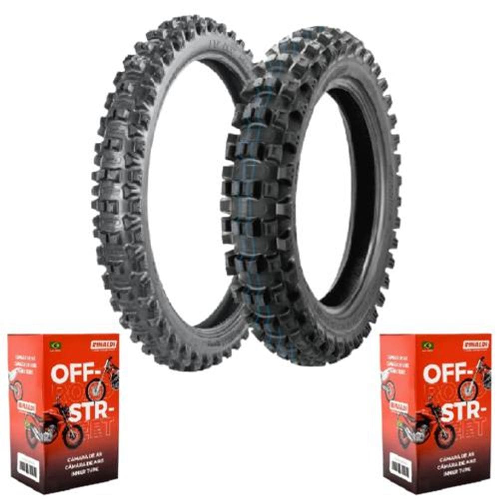 Par Pneu 100/100-18 B007 Infinity Exc Soft + 90/90-21 Exc007 Medium Soft Borilli + Câmara