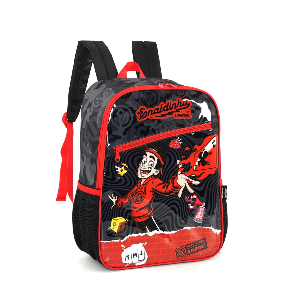 Mochila de Costas G Enaldinho UP4YOU | Youtuber | Preto e Vermelho | Lançamento Oficial