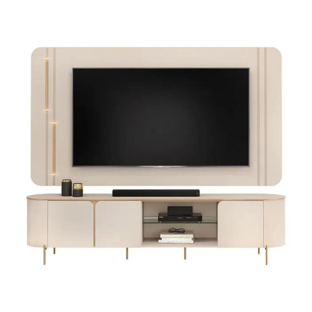 Rack com Painel para TV até 75 Polegadas Led Ariana 2,41 Off White
