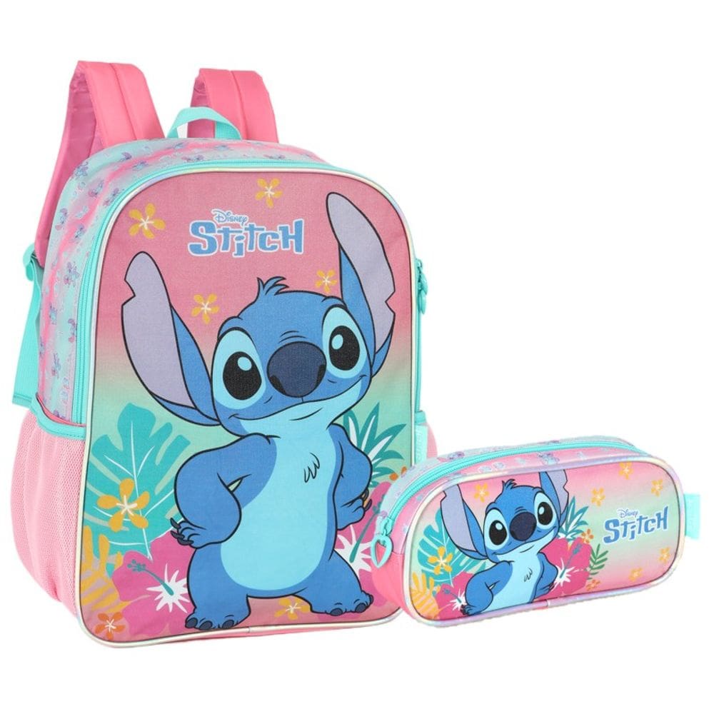 Kit Escolar Stitch Disney Luxcel – Mochila e Estojo
