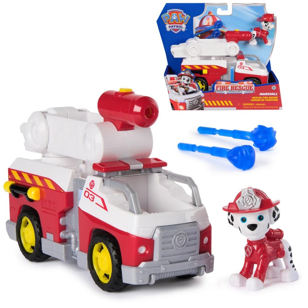 Veículo de resgate de incêndio de brinquedo Paw Patrol Fire Rescue com Marshall