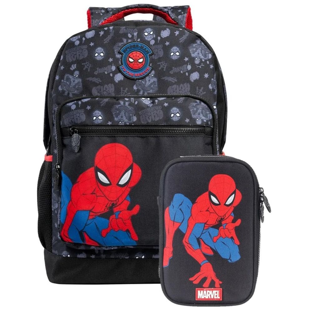 Kit Completo do Aranha! Mochila de Costas G + Estojo Box: Design Gráfico e Muita Organização Marvel!