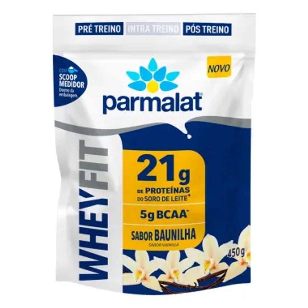 WheyFit Parmalat Sabor Baunilha com 21g Proteínas e 5g de BCAA Pó Sachê 450g