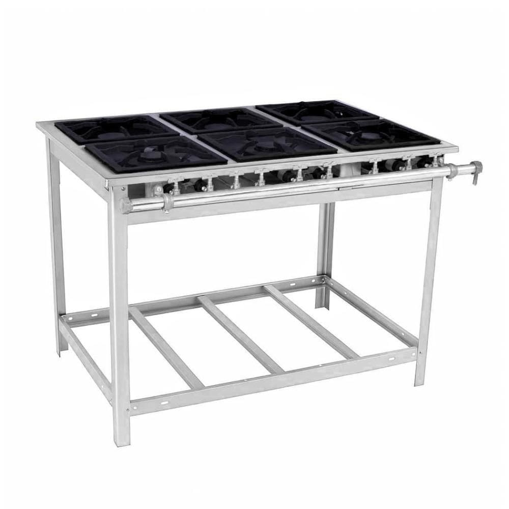 Fogão a Gás industrial Extra 6 Queimadores 3 duplos e 3 simples Inox EI6 - Venâncio