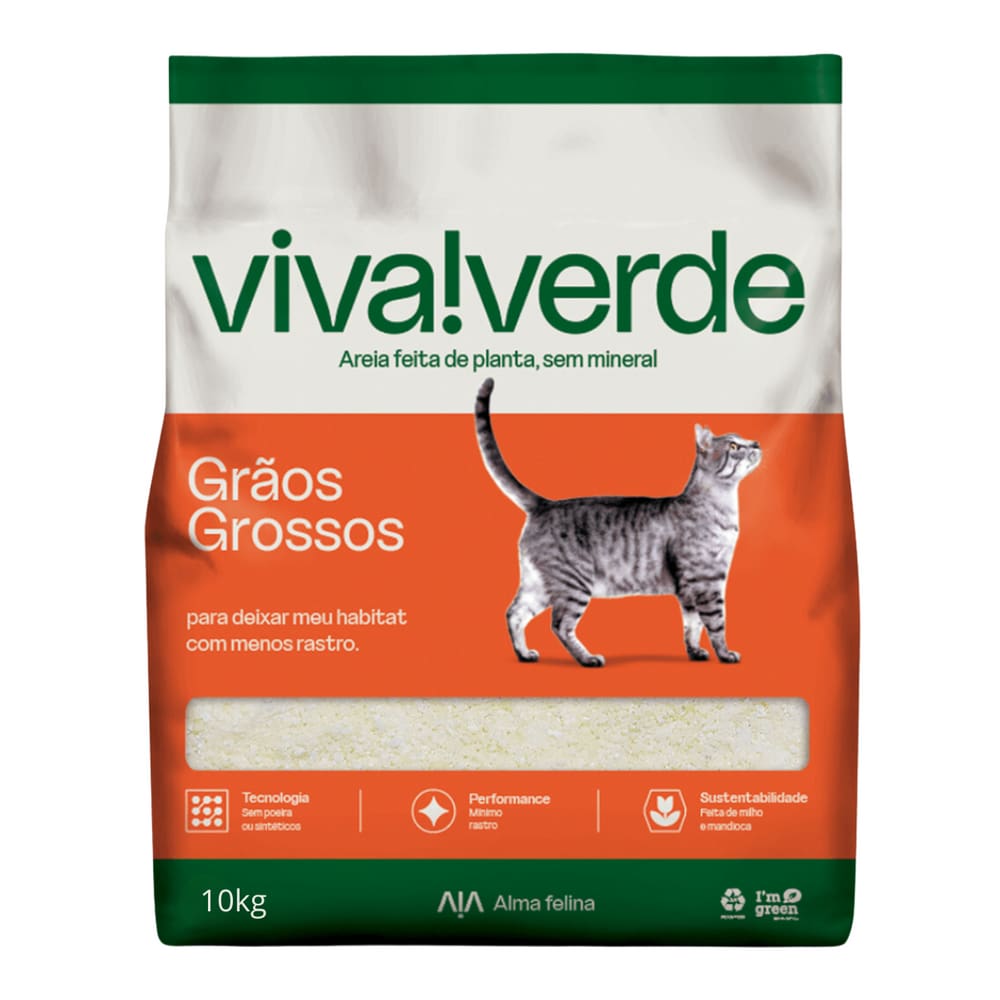 Kit Areia Viva Verde Biodegradável - Grãos Grossos (nova Embalagem) - Super Premium Para Gatos 12kg