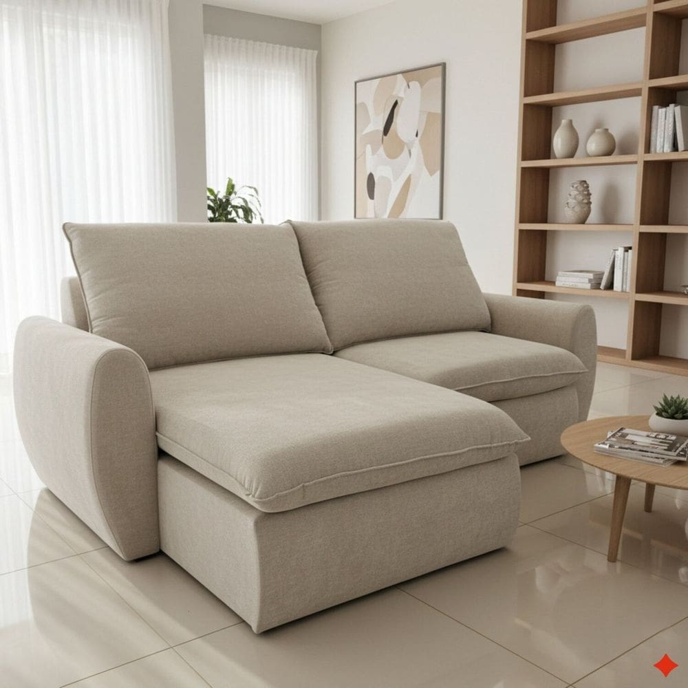 Sofá Retrátil e Reclinável 230cm Cúbica Pietro Bege