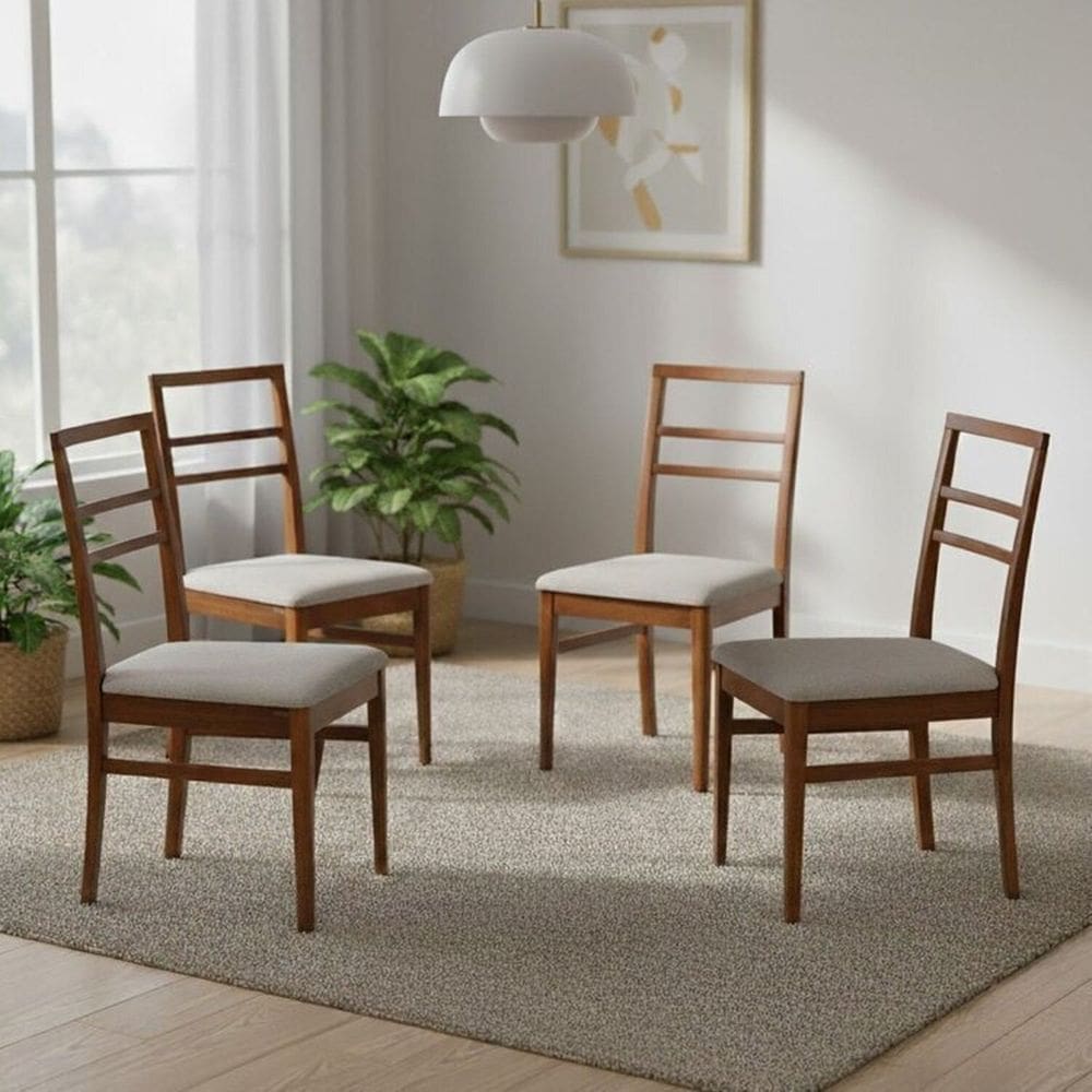 Kit 4 Cadeiras Madeira Maciça Assento Estofado Zuzu Garapa