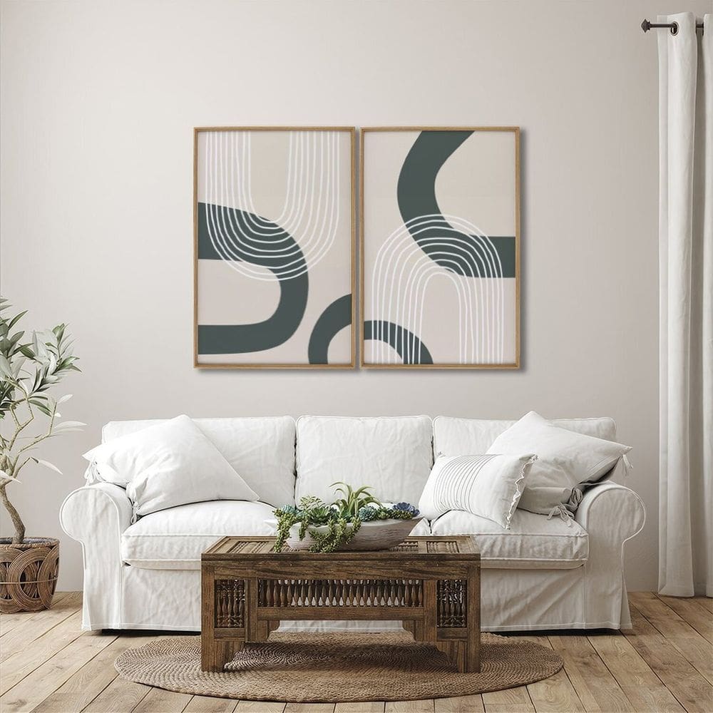 Quadro Decorativo Abstrato Formas 2 Telas 60x90 para Sala Quarto Escritório
