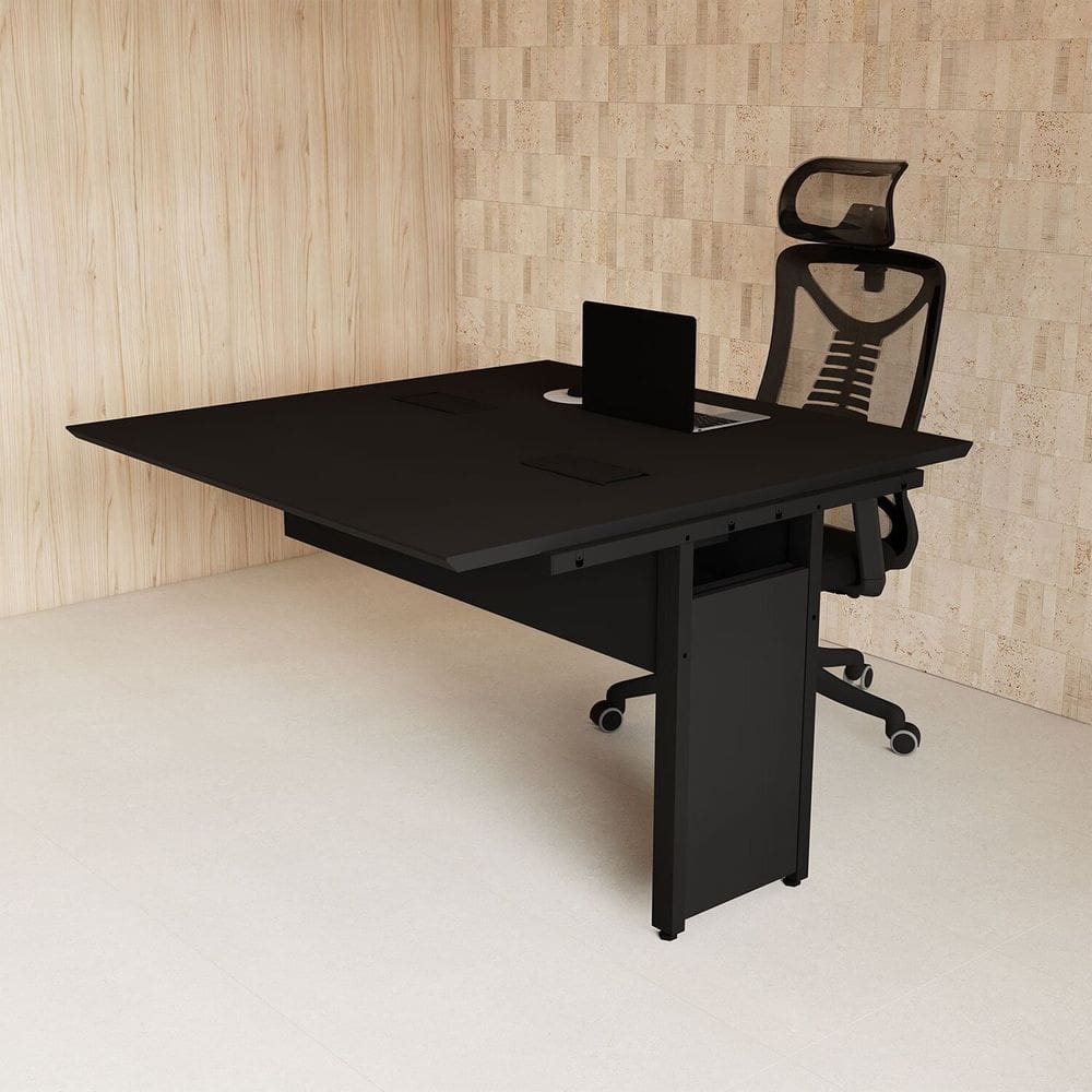 Mesa Escrivaninha Auxiliar 135cm Plataforma Dupla de Acoplar para Escritório Corporate Preto