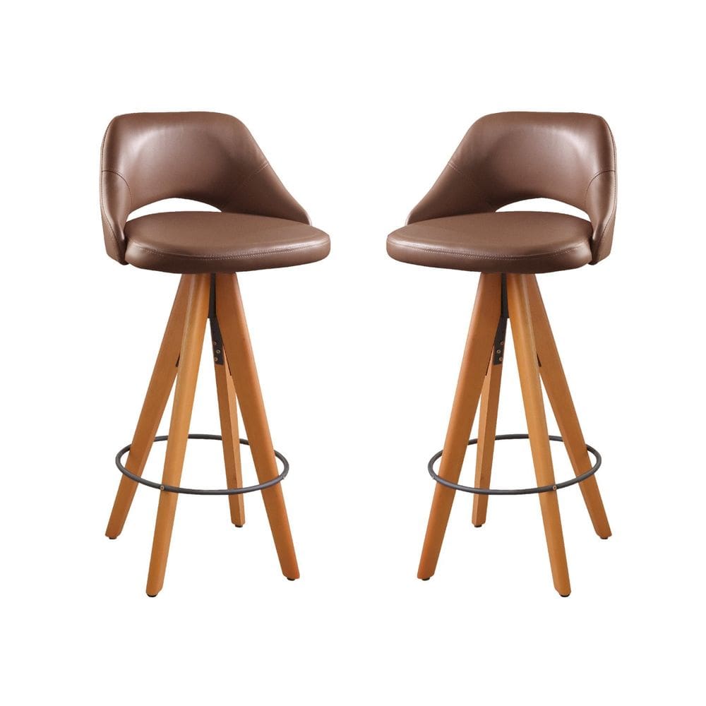 Kit 2 Banquetas Giratórias Estofadas com Encosto Nicole Marrom