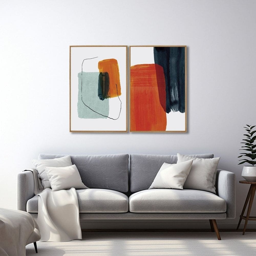 Quadro Decorativo Formas Abstratas 2 Telas 60x90 para Sala Quarto Escritório