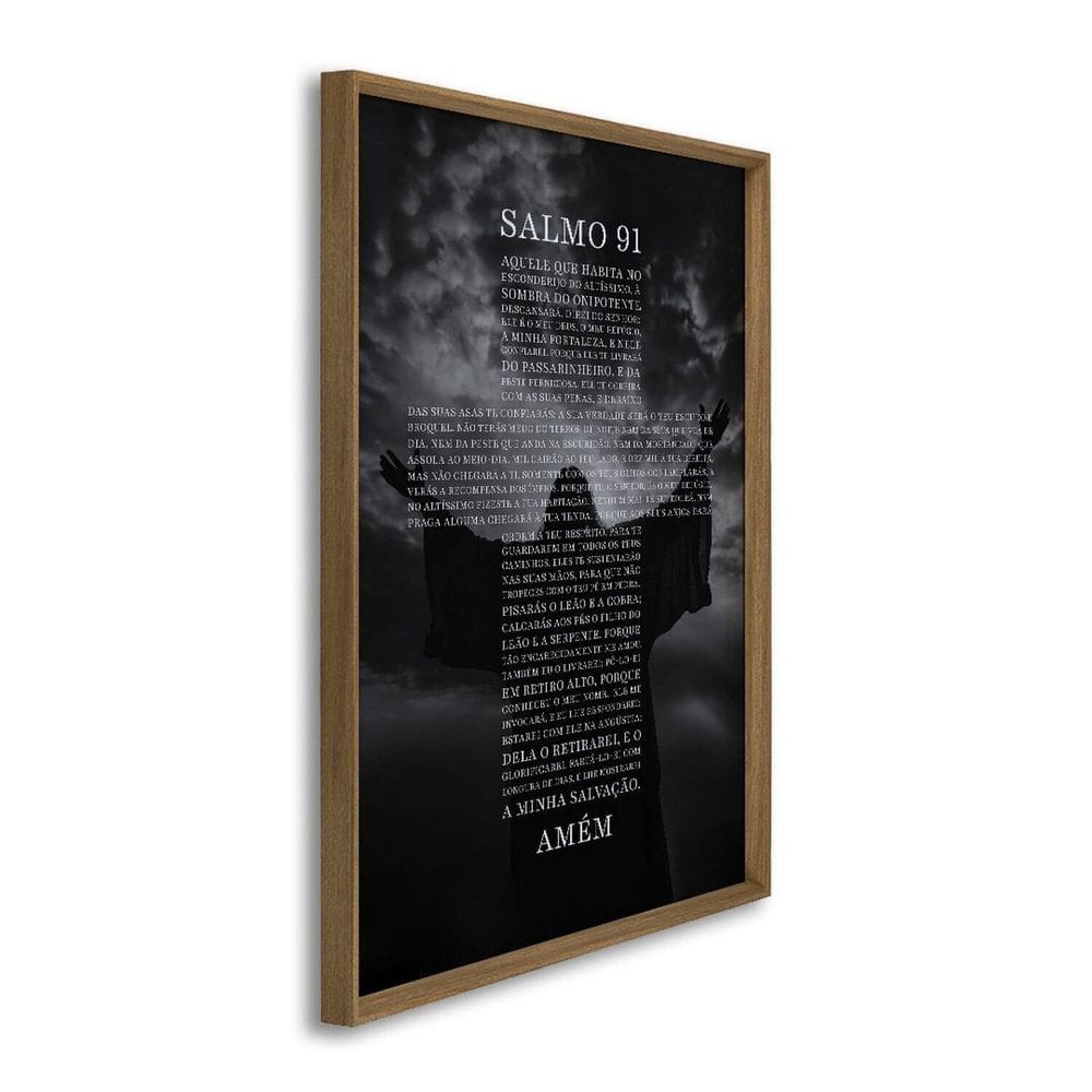Quadro Decorativo Religioso Bíblia Salmo 91 1 Tela 80x120cm para Sala Quarto Hall