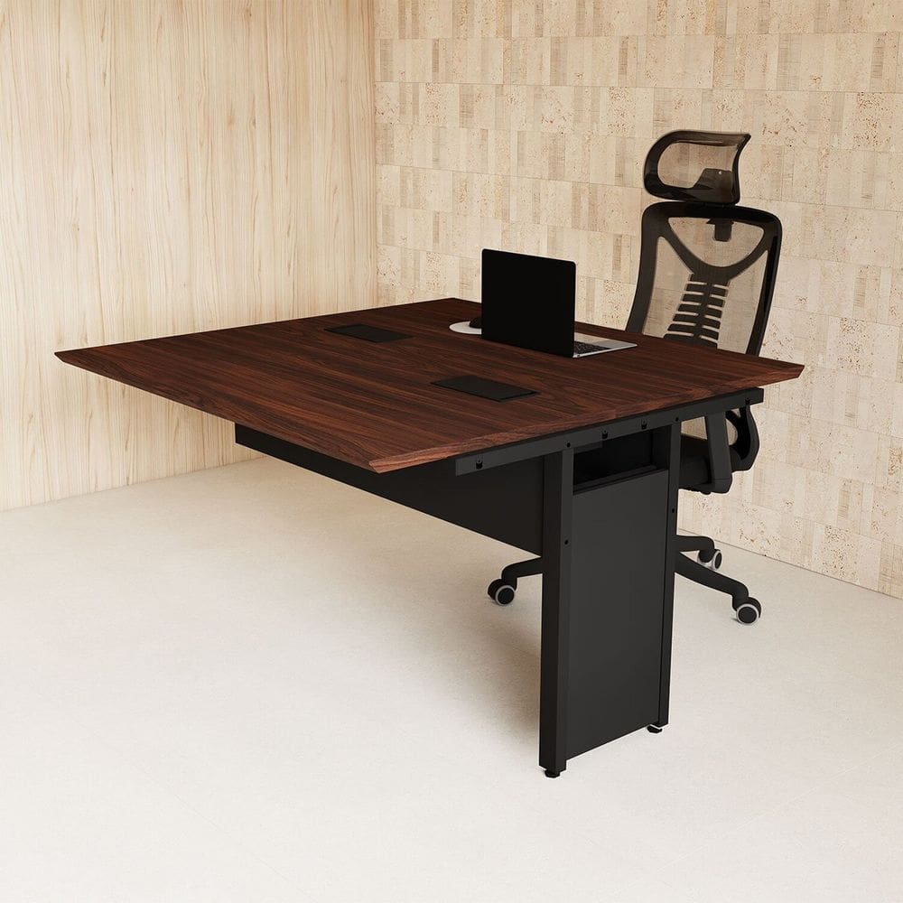 Mesa Escrivaninha Auxiliar 135cm Plataforma Dupla de Acoplar para Escritório Industrial Executive Louro Preto /Preto